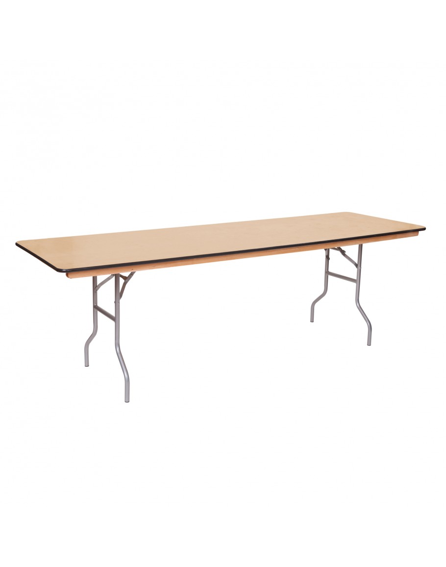 8 Foot Banquet Wood Folding Table, Vinyl Edging for Sale